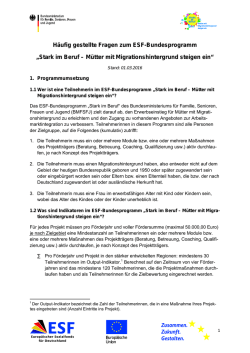H&auml;ufig gestellte Fragen zum ESF - ESF