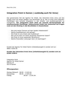 Integration Point in Kamen ( zust&auml;ndig auch f&uuml;r Unna)