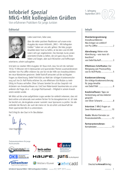 Infobrief Spezial MkG &bull; Mit kollegialen Gr&uuml;&szlig;en