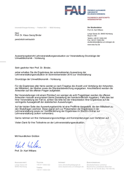 Mit freundlichen Grüßen Prof. Dr. Karl Wilbers Auswertungsbericht