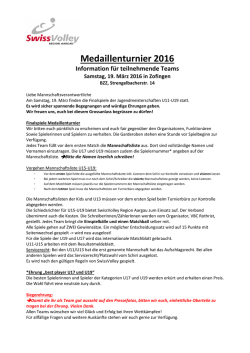 Informationen für Teams am Medaillenturnier