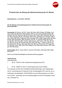 Protokoll über die Sitzung der Bezirksvertretung des 22. Bezirks