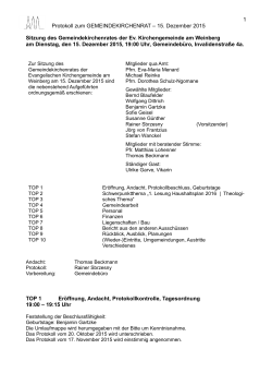 GKR-Protokoll 15.12.2015 - Ev. Kirchengemeinde am Weinberg
