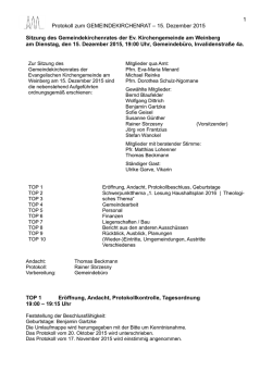 GKR-Protokoll 15.12.2015 - Ev. Kirchengemeinde am Weinberg