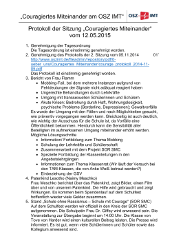 „Couragiertes Miteinander am OSZ IMT“ Protokoll der Sitzung