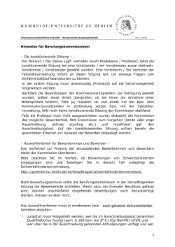 Hinweise f&uuml;r Berufungskommissionen &ndash; Die konstituierende Sitzung