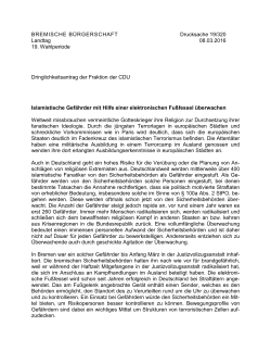Dringlichkeitsantrag der Fraktion der CDU