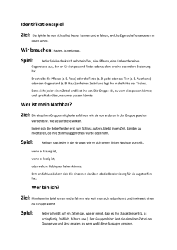 Identifikationsspiel Spiel: Wer ist mein Nachbar? Spiel: Wer bin ich