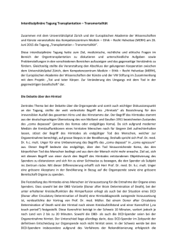 Interdisziplin&auml;re Tagung Transplantation &ndash; Transmortalit&auml;t