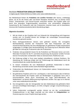 Merkblatt PRODUKTION SERIELLER FORMATE