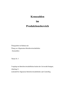 Hausarbeit: Kennzahlen im Produktionsbereich