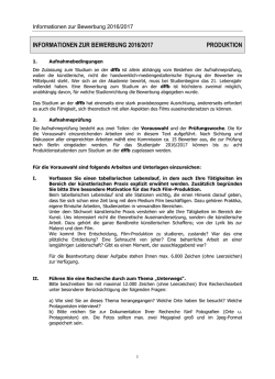 informationen zur bewerbung 2016/2017 produktion