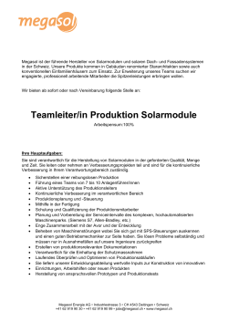 Teamleiter/in Produktion Solarmodule