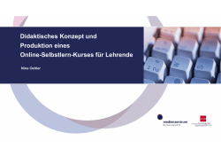 Didaktisches Konzept und Produktion eines Online