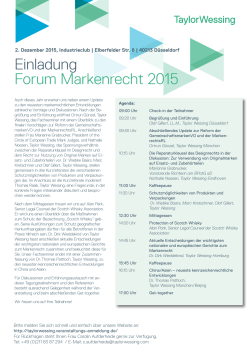 Einladung Forum Markenrecht 2015