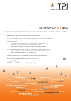sprechen Sie mit uns. - TPI communication services