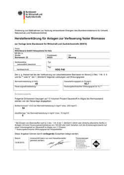 Herstellererkl&auml;rung f&uuml;r Anlagen zur Verfeuerung fester Biomasse
