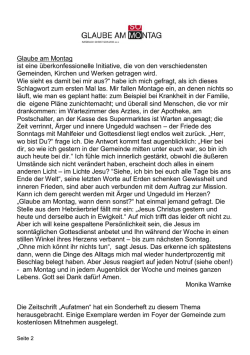 Glaube am Montag ist eine &uuml;berkonfessionelle Initiative