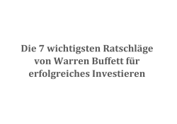 Die 7 Tipps von Warren Buffett