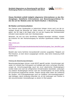 Dieses Merkblatt enth&auml;lt lediglich allgemeine Informationen zu den