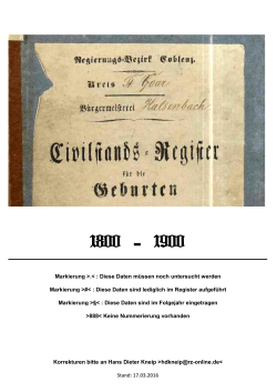 Register der Geburten 1800 bis 1900