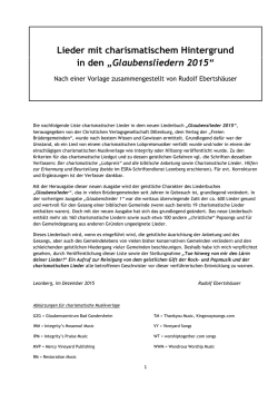 Lieder mit charismatischem Hintergrund in den &bdquo;Glaubensliedern