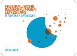 21. AUGUST BIS 5. SEPTEMBER 2015 LAUTER LIEDER !