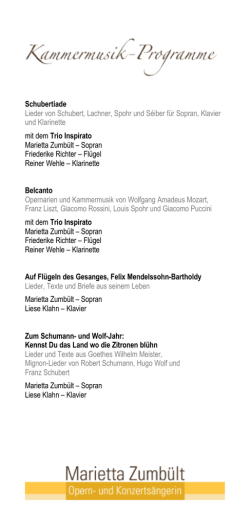 Schubertiade Lieder von Schubert, Lachner, Spohr und Séiber für