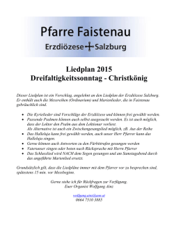 Liedplan 2015 Dreifaltigkeitssonntag - Christk&ouml;nig