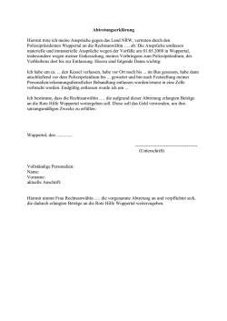 hatten wir eine Abtretungserkl&auml;rung entworfen