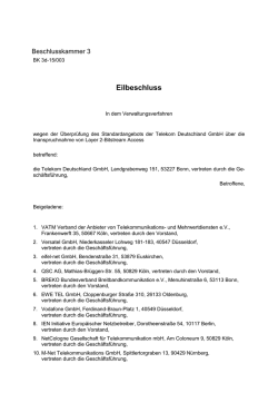 Eilbeschluss - Bundesnetzagentur