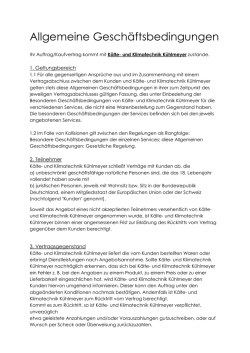 Allgemeine Geschäftsbedingungen - Kälte