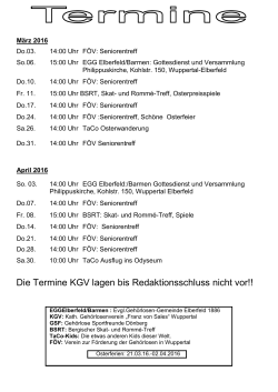 Die Termine KGV lagen bis Redaktionsschluss nicht vor!!