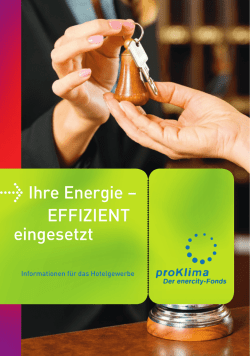 Ihre Energie &ndash; EffIzIEnt eingesetzt