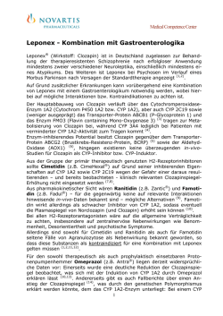 Leponex - Kombination mit Gastroenterologika