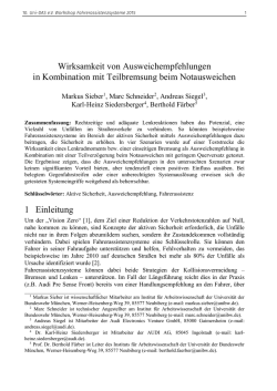 1 Einleitung Wirksamkeit von Ausweichempfehlungen in - Uni-DAS