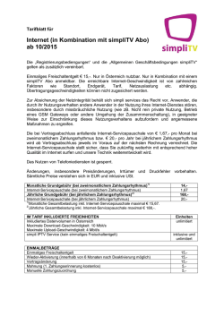 Internet (in Kombination mit simpliTV Abo) ab 10/2015