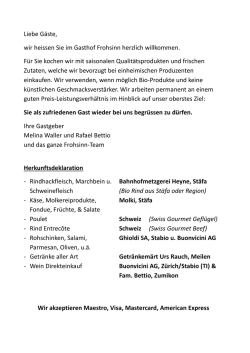 Liebe G&auml;ste, wir heissen Sie im Gasthof Frohsinn herzlich