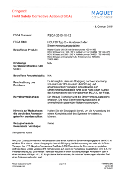 Field Safety Corrective Action (FSCA)