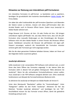Hilfestellung bei Problemen mit den Online Formularen