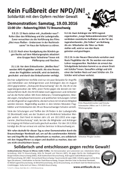 Kein Fußbreit der NPD/JN! - Antifaschistisches Cafe Braunschweig