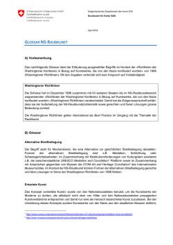 Glossar NS-Raubkunst - Bundesamt f&uuml;r Kultur