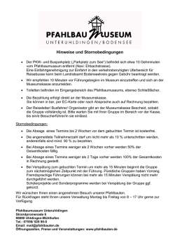 Hinweise und Stornobedingungen - Pfahlbaumuseum Unteruhldingen
