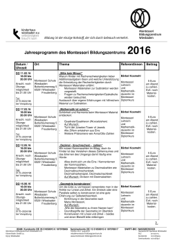 Jahres-Programm 2016 - Montessori Bildungszentrum
