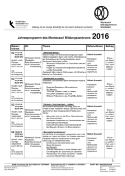 Jahres-Programm 2016 - Montessori Bildungszentrum