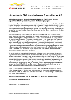 Information der SBB &uuml;ber die diversen Zugausf&auml;lle