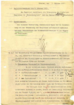 Magistratsbeschluss der Stadt Münster vom 3. Oktober 1927 zur