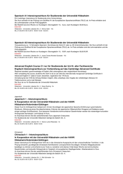 Intensivsprachkurse WS15 f&uuml;r Studierende der Universit&auml;t Hildesheim