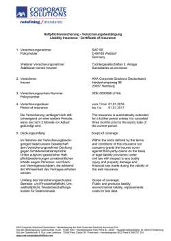Haftpflichtversicherung - Versicherungsbest&auml;tigung