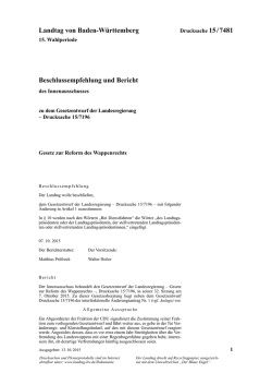 Drucksache 15 / 7481 - Landtag Baden W&uuml;rttemberg